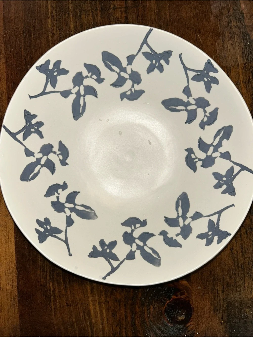 Crate & Barrel Midnight Botanical Large Round Serving Bowl 12